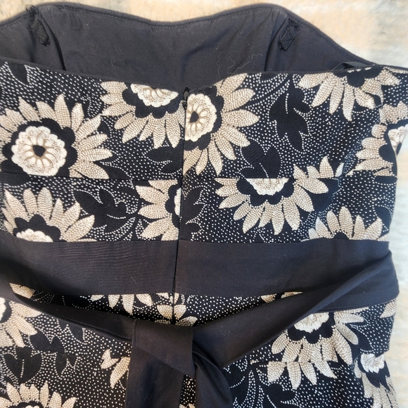 White House Black Market Strapless Black/Ivory Floral Dress Size 4 - Picture 5 of 10